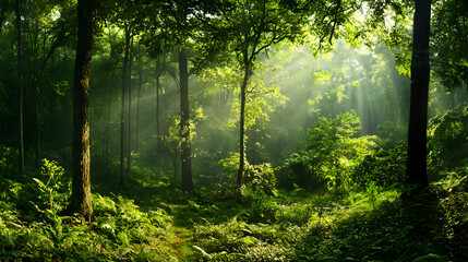 Fototapeta premium Sunlit Lush Forest