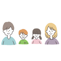 手描き風ゆるいタッチの家族（上半身）｜子ども・親子・笑顔｜ファミリーのイラストセット