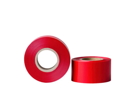 Office equipment use red tape on cutout background creative workspace professional setting unique perspective