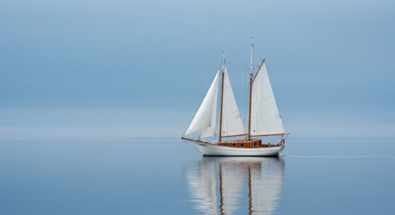Fototapeta premium Serene Sail: Classic Schooner on Calm Water