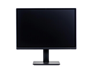 Office equipment showcase black monitor with cutout background for professional settings