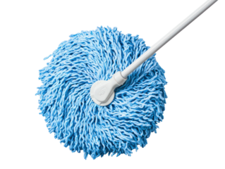 Cleaning action with mop tool office environment cutout background versatile equipment professional viewpoint