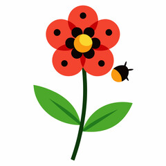 Obraz premium Ladybird on a flower vector illustration