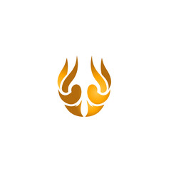 Abstract golden flame design symbolizing transformation and energy on a clean white background