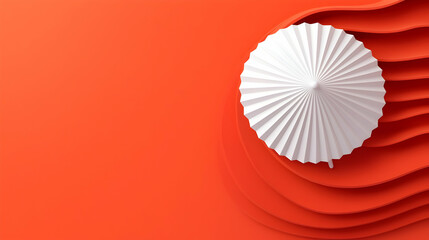 White Parasol on Red Wavy Background