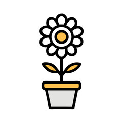Flower in Pot with Circular Petals Icon Design