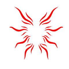 Abstract red wave design creating a dynamic visual effect on a white background, suitable for graphics