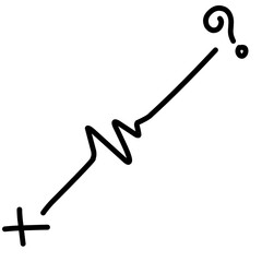 Abstract zigzag line with a question mark, symbolizing uncertainty and curiosity in design