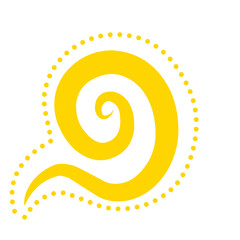 Bright yellow spiral design with dotted accents on a white background, ideal for creative projects