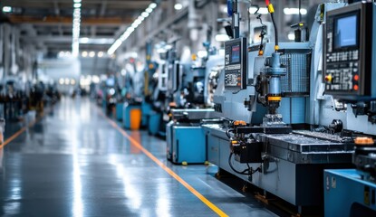 High-tech machinery in an advanced industrial factory setting, showcasing precision and automation.