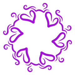 Decorative purple heart design with swirling elements, ideal for romantic themes or crafts