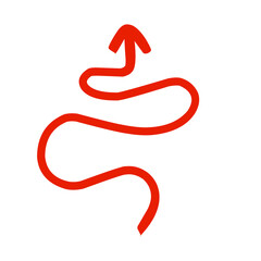 Vibrant red arrow symbolizing upward movement against a white background, perfect for motivational themes