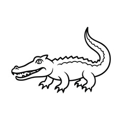 crocodile line art vector on white background