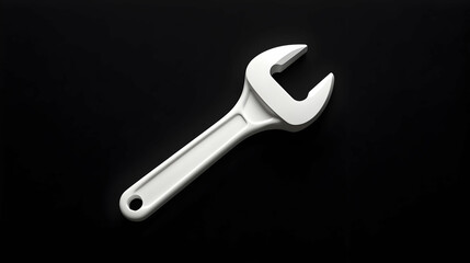 White Wrench on Black Background