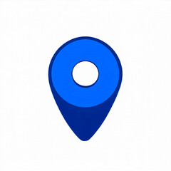 3D Blue Location Pin Icon on White Background – Glossy Map Marker with Circular Hole