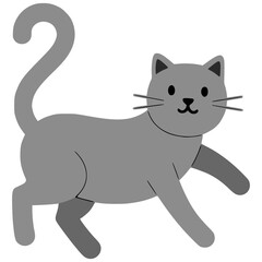 gray playful cat pet animal flat color vector illustration template design
