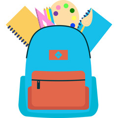 School Bag With Stationery Illustration