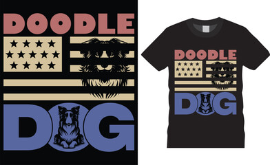 Doodle Dog 4th of July Happy Independence Day T-shirt design vector illustration.