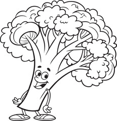 Obraz premium tree cartoon illustration, tree line art silhouette vector, tree line art vector illustration 