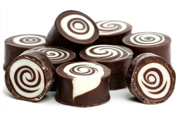 Chocolate swirl candies pile