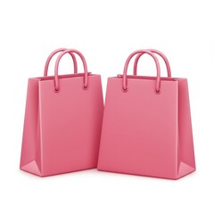 Two pink shopping bags isolated on white background