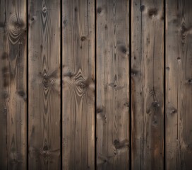 Fototapeta premium A close-up view of a rustic wood texture background, showcasing the intricate grain patterns, knots, and natural imperfections of aged timber, with warm brown tones and a matte finish.