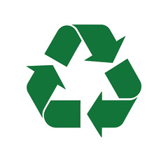 Fototapeta premium Recycling symbol in green color on a white background 