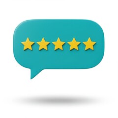 Five stars in speech bubble on white background