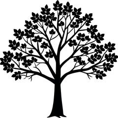 Fototapeta premium A redbud-tree-silhouette-vector-illustration 