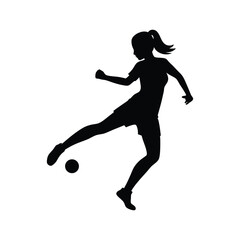 Female Soccer Kick Side Silhouette Vector