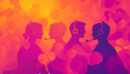 Customer service with an orange and pink gradient