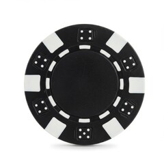 Black and white poker chip centered on white background