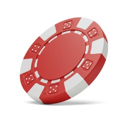 Red and white poker chip illustration on white background