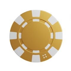 Naklejka premium Golden poker chip isolated on white background, luxury casino gambling token, metallic gold betting coin for gaming and high stakes poker tournaments