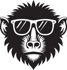 monkey head mascot, monkey head in sunglass silhouette vector, monkey head mascot vector illustration