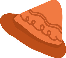 Rustic Orange Conical Hat with Swirling Decorative Band