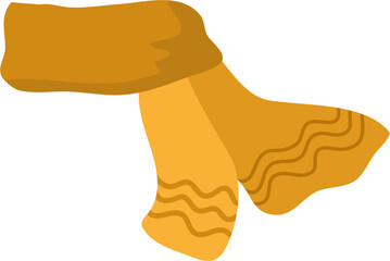 Mustard Yellow Knit Scarf with Wavy Pattern, Flat Lay Illustration
