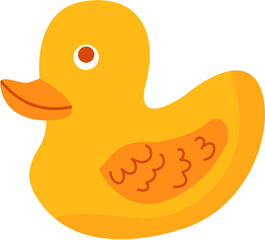 Cheerful Yellow Rubber Duck with Orange Detail, Cartoon Style