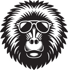 Fototapeta premium monkey head mascot, monkey head in sunglass silhouette vector, monkey head mascot vector illustration