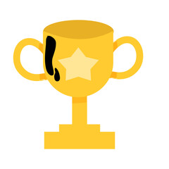 Gold Trophy with Star and Black Splotch, Achievement Icon