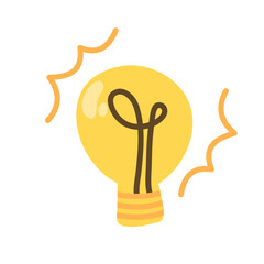 Hand-drawn Lightbulb with Energetic Sunburst, Idea Concept Illustration © Furqonionii