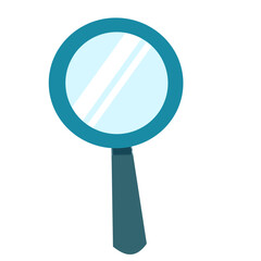 Teal Magnifying Glass with Two Reflective Lines, Simple Icon Illustration