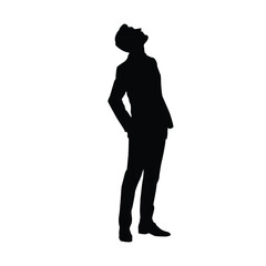 Silhouette pose of a man looking upwards