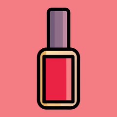 Nail polish illustration-whit-solid colour outline. 