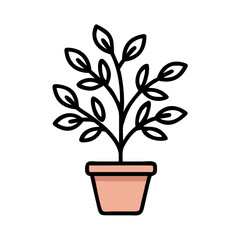 Potted Plant with Branching Leaves Icon Design