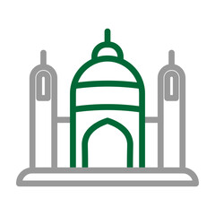 Mosque Vector Line Dark Green Grey Icon Design