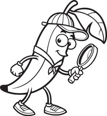 Banana Coloring Page for Kids Fun and Playful silhouette vector, Banana Coloring Page for Kids Fun and Playful illustration