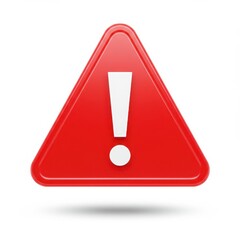 Red warning sign with exclamation mark on white background