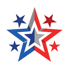 Obraz premium Shining-stars-in-red--white--and-blue-on-white background.