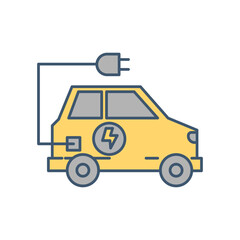 Electric car icon. Electrical cable plug charging symbol isolated on white background